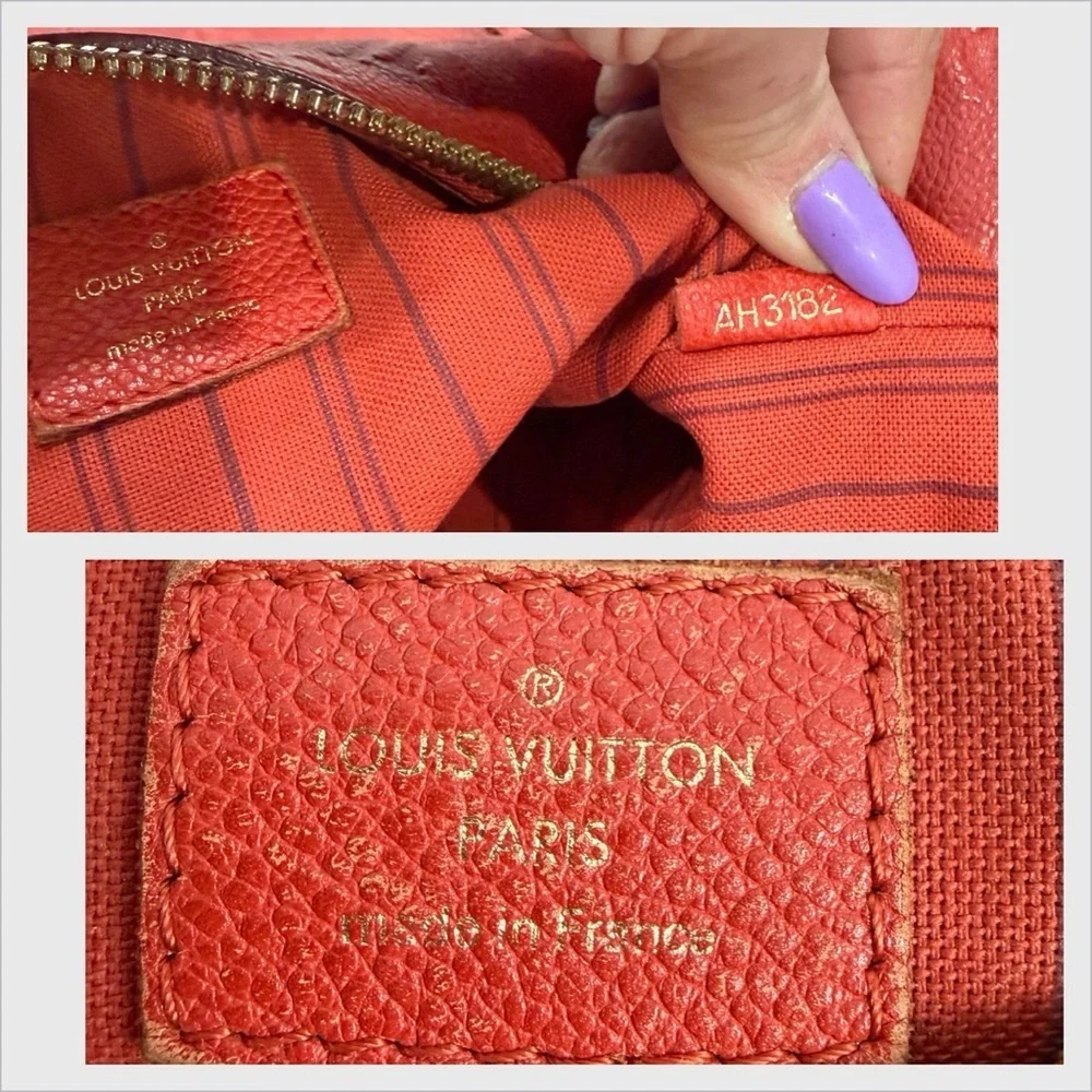Louis Vuitton Lumineuse PM Red Empreinte Tote Strap Lock Key Dust Bag